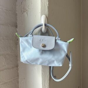 Longchamp le Pilage dumpling Bag in Light Blue and Lime Accents